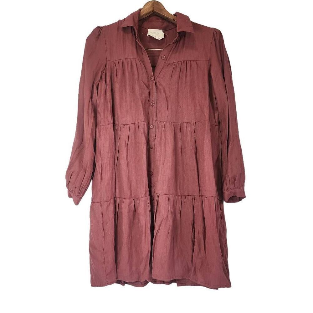 Harper Heritage Tiered Style Mini Dress Long-Sleeve Button-up Size 14 C19